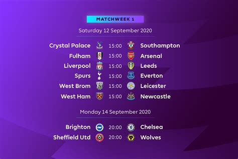 premier league week one fixtures