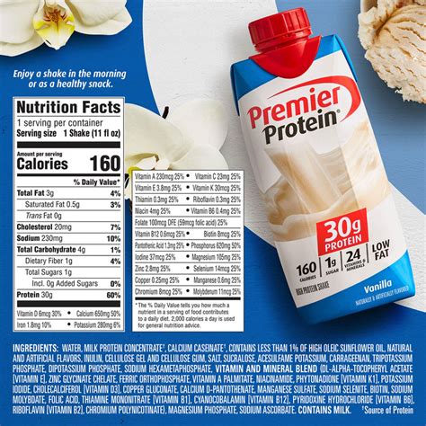 premier protein nutrition label
