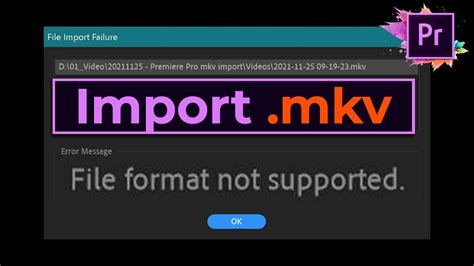 premiere pro mkv file not supported