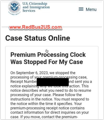 premium processing clock stopped
