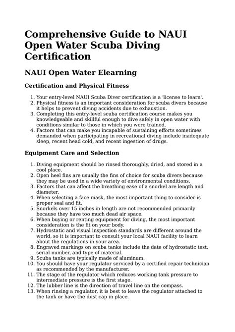 prepare diving documents