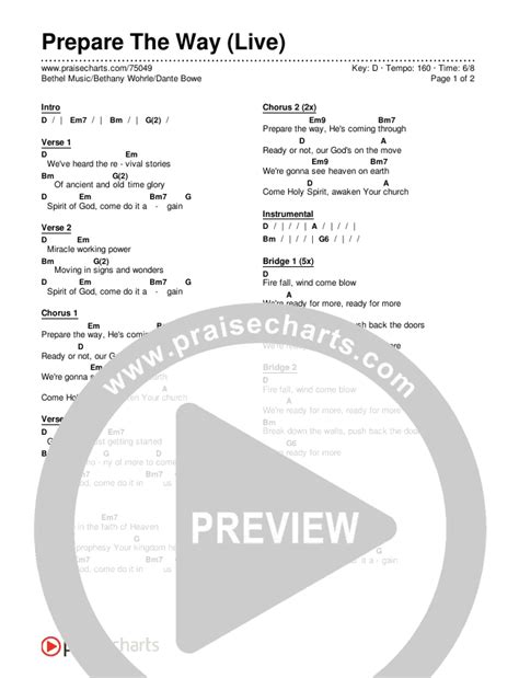 prepare the way bethel chords