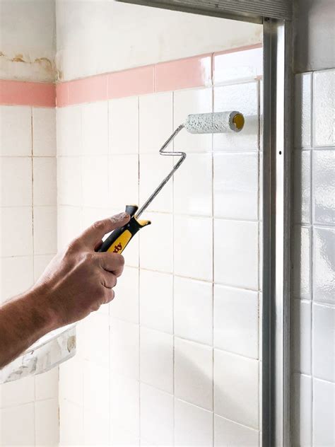 Preparation for painting bathroom tiles