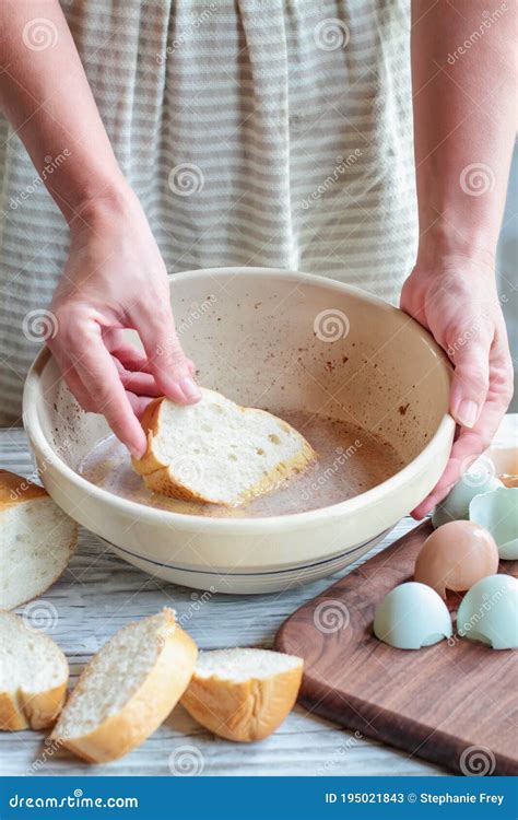 Preparing Bread For French Toast