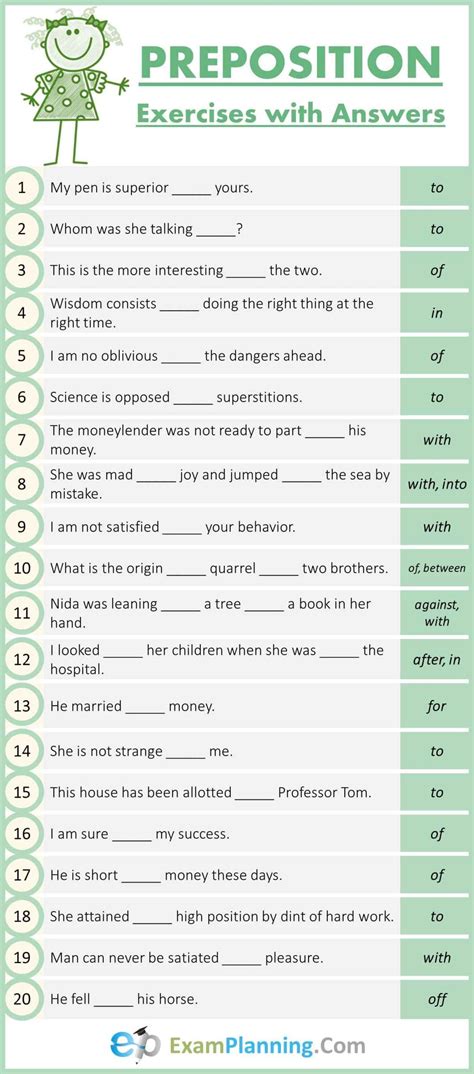 preposition exercises with answers pdf