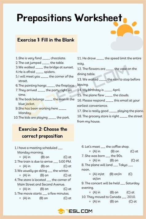 preposition exercises with answers pdf grade 7