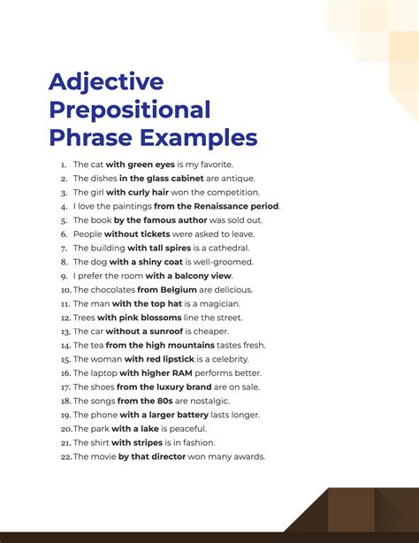 prepositional phrase examples pdf with answers