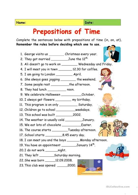 prepositions exercises for class 8 with answers