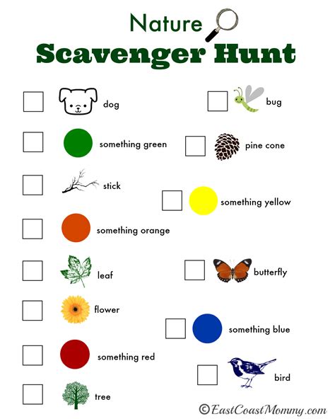 Preschool Scavenger Hunt Printable