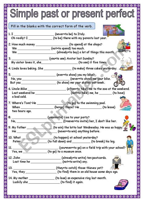 Simple Past or Present Perfect worksheet