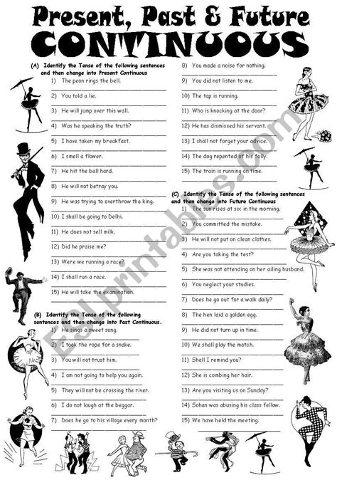 present past future perfect continuous tense exercises with answers