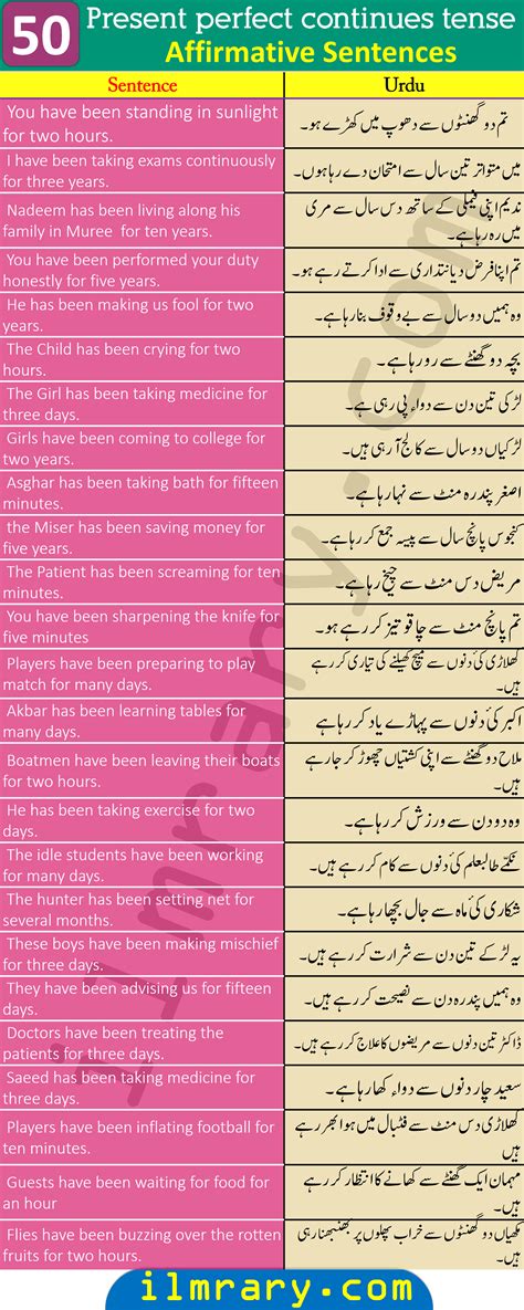 present perfect continuous tense examples in punjabi with answers
