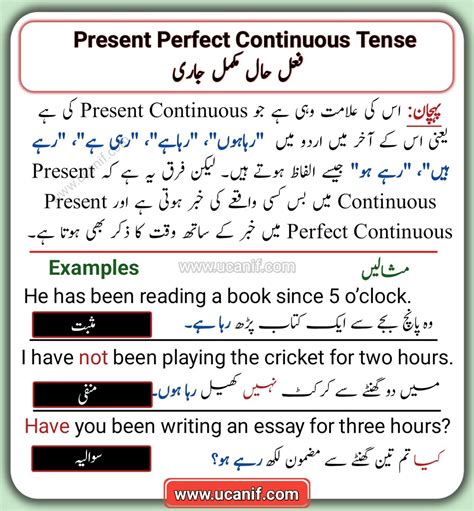 present perfect continuous tense examples in urdu