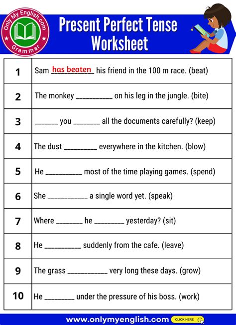 present perfect continuous tense exercises with answers class 9