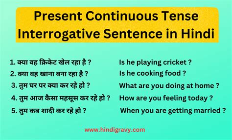 present perfect continuous tense interrogative negative examples in hindi