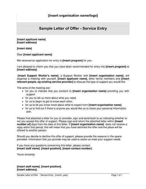 Letter Of Job Offer business form letter template