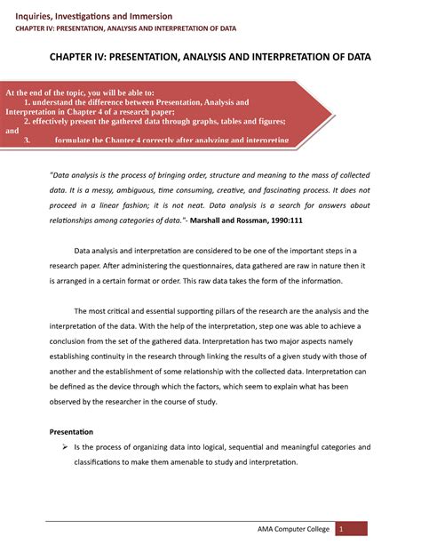 presentation analysis and interpretation of data format