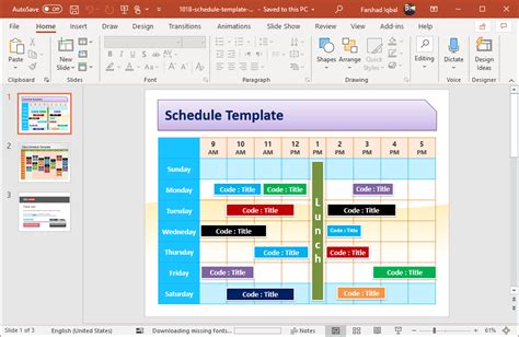 presentation schedule example