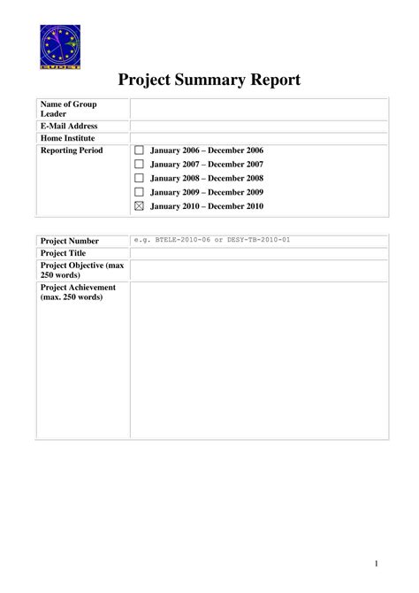presentation summary template word