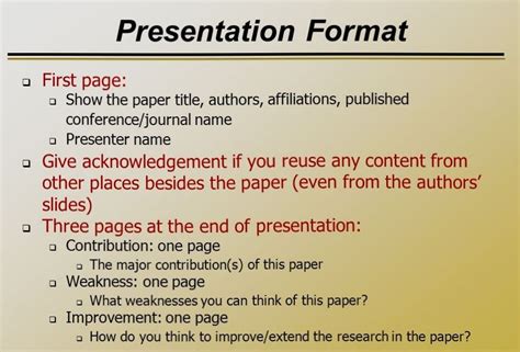 presentation writing format sample