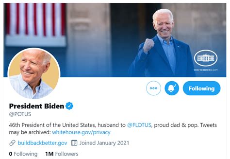 president biden twitter bio