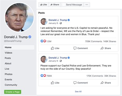 president donald trump's facebook page