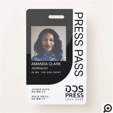 press pass photo id card template free