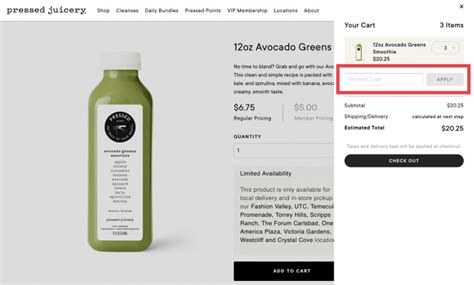 Pressed Juicery Shipping Code