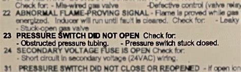 Pressure Switch Error Code On Furnace