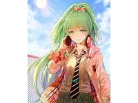 Pretty Anime Girl Green Hair