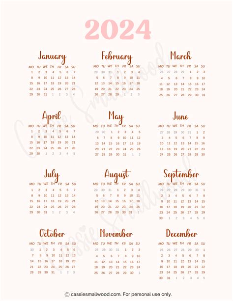 Pretty Calendar 2024