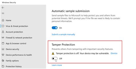 Prevent Changes To Security Settings With Tamper Protection