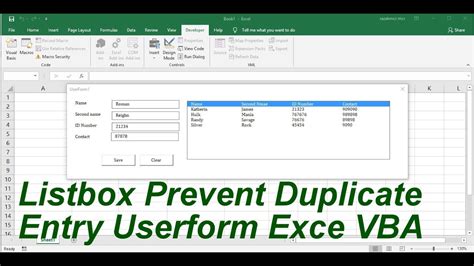 prevent duplicate entries in excel vba userform