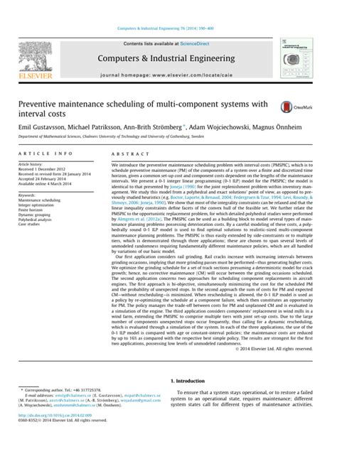 Preventive Maintenance Scheduling Problem With Interval Costs