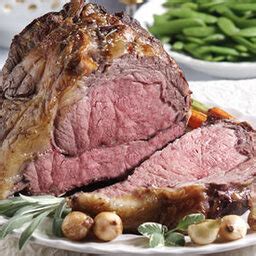 Standing Rib Roast with Au Jus & OvenSeared Mushrooms Recipe from