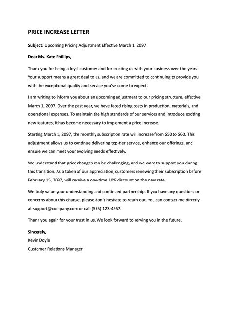 50 Effective Price / Rate Increase Letters (+Tips) ᐅ TemplateLab
