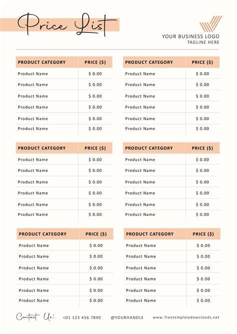 49 FREE Price List Templates (Price Sheet Templates) ᐅ TemplateLab