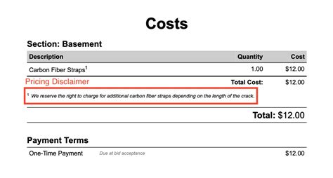 pricing subject to change disclaimer examples