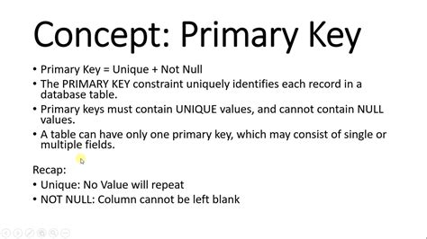 Primary Key Constraint