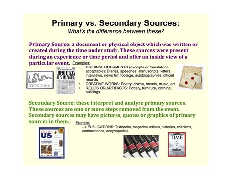 primary source and secondary source in history examples