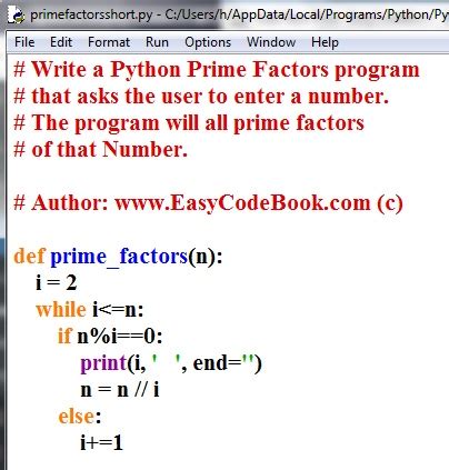prime factorization program in python