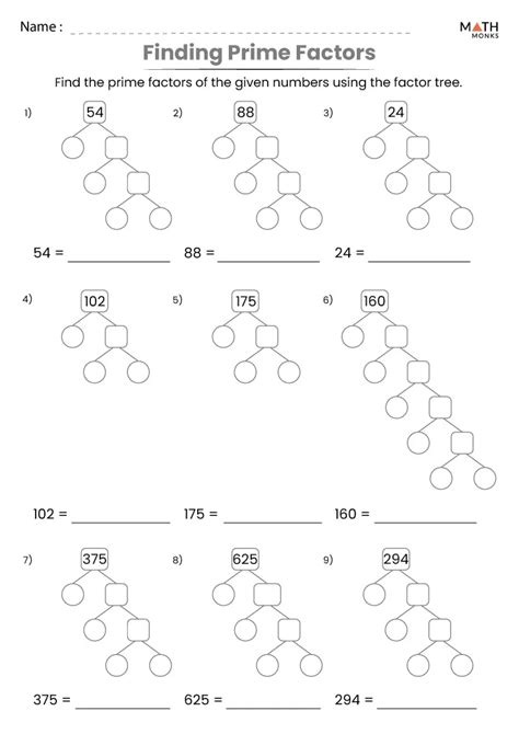 prime factorization worksheet pdf