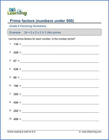 prime factorization worksheet pdf grade 5