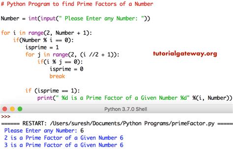 prime factors in python using for loop