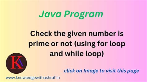 prime no program in java using for loop