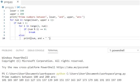 prime number in python in range