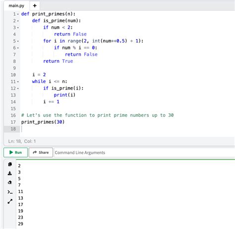 prime number in python using while loop