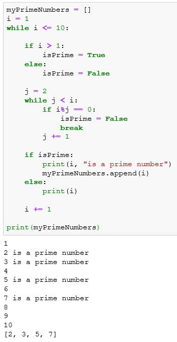 prime number program in python using for loop