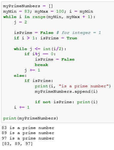 prime number program using while loop in python