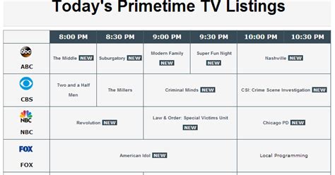 prime time tv lineup tonight